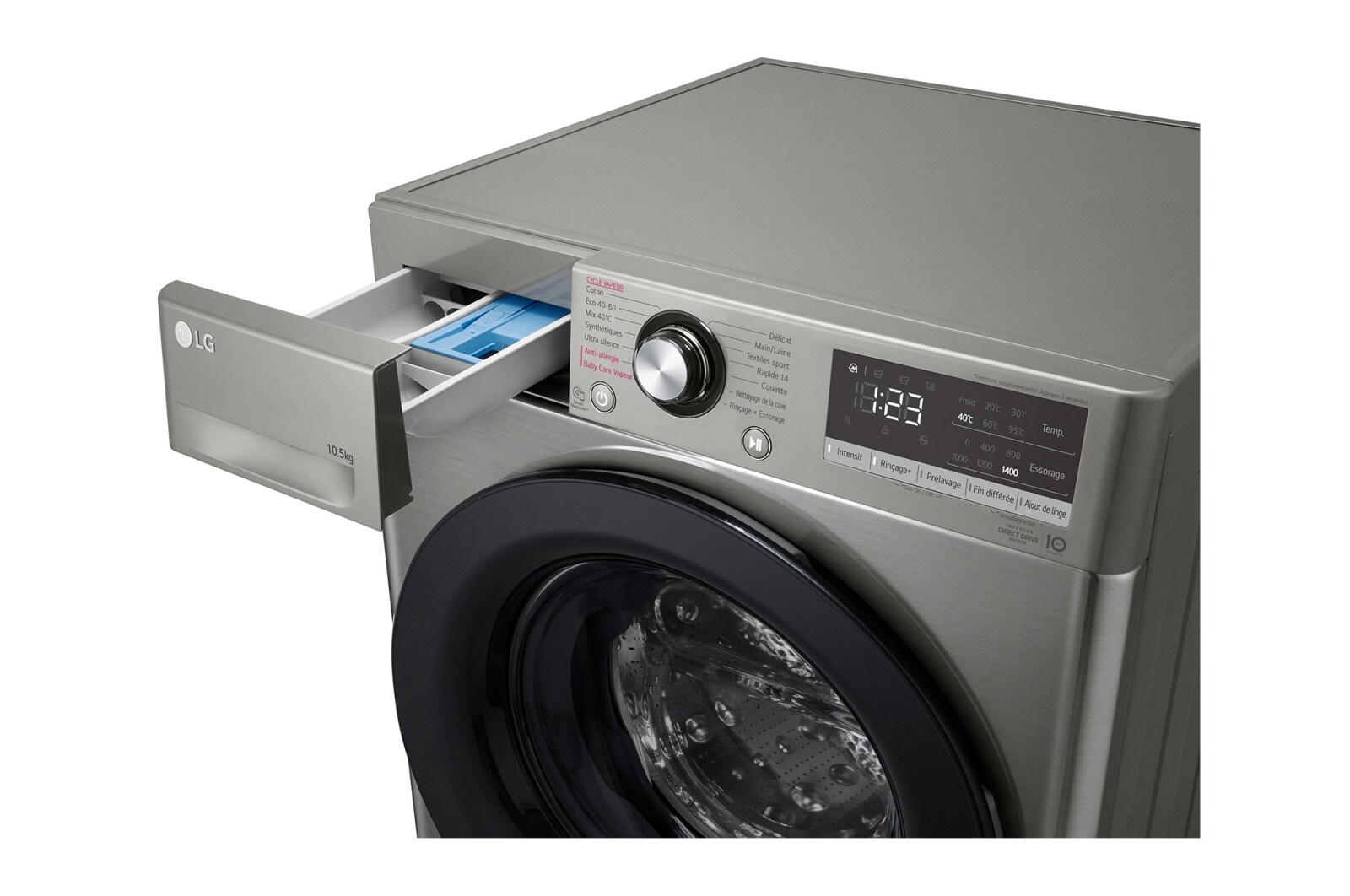 LG Lave-linge 10.5 KG - 68L | AI Direct Drive™ | Moteur Direct Drive™ garanti 10 ans, LG F14V35IXS
