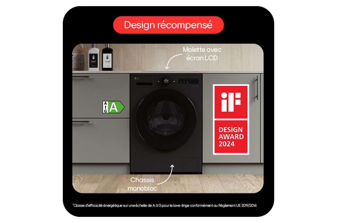 LG Lave-linge 11 kg | Molette avec écran LCD intégré | AI DD™ | Turbowash™ | Steam ™ , LG F14X76BMST