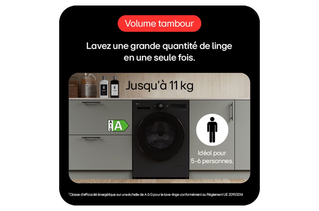 LG Lave-linge 11 kg | Molette avec écran LCD intégré | AI DD™ | Turbowash™ | Steam ™ , LG F14X76BMST
