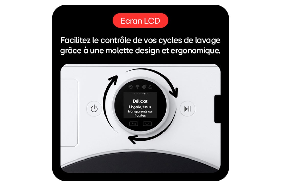 LG Lave-linge 11 kg | Molette avec écran LCD intégré | AI DD™ | Turbowash™ | Steam™, LG F14X76WHST