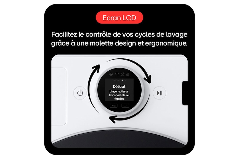 LG Lave-linge 11 kg | Molette avec écran LCD intégré | AI DD™ | Turbowash™ | Steam™, LG F14X76WHST