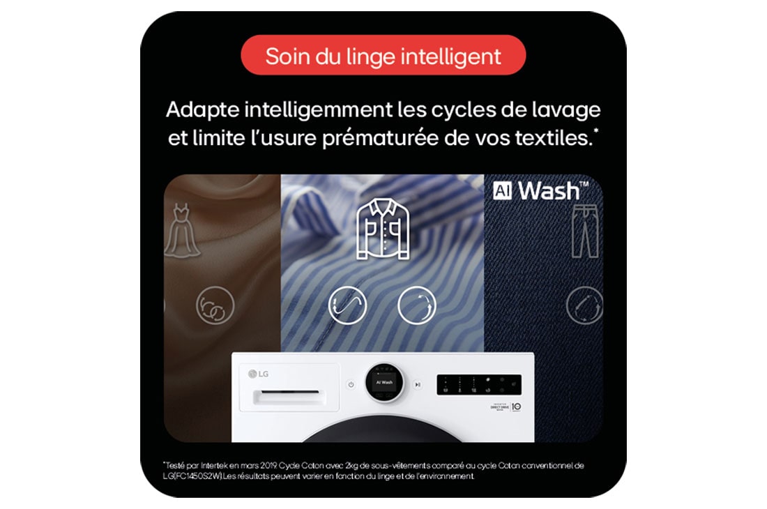 LG Lave-linge 11 kg | Molette avec écran LCD intégré | AI DD™ | Turbowash™ | Steam™, LG F14X76WHST
