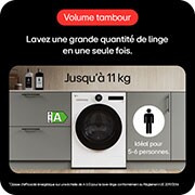 LG Lave-linge 11 kg | Molette avec écran LCD intégré | AI DD™ | Turbowash™ | Steam™, LG F14X76WHST