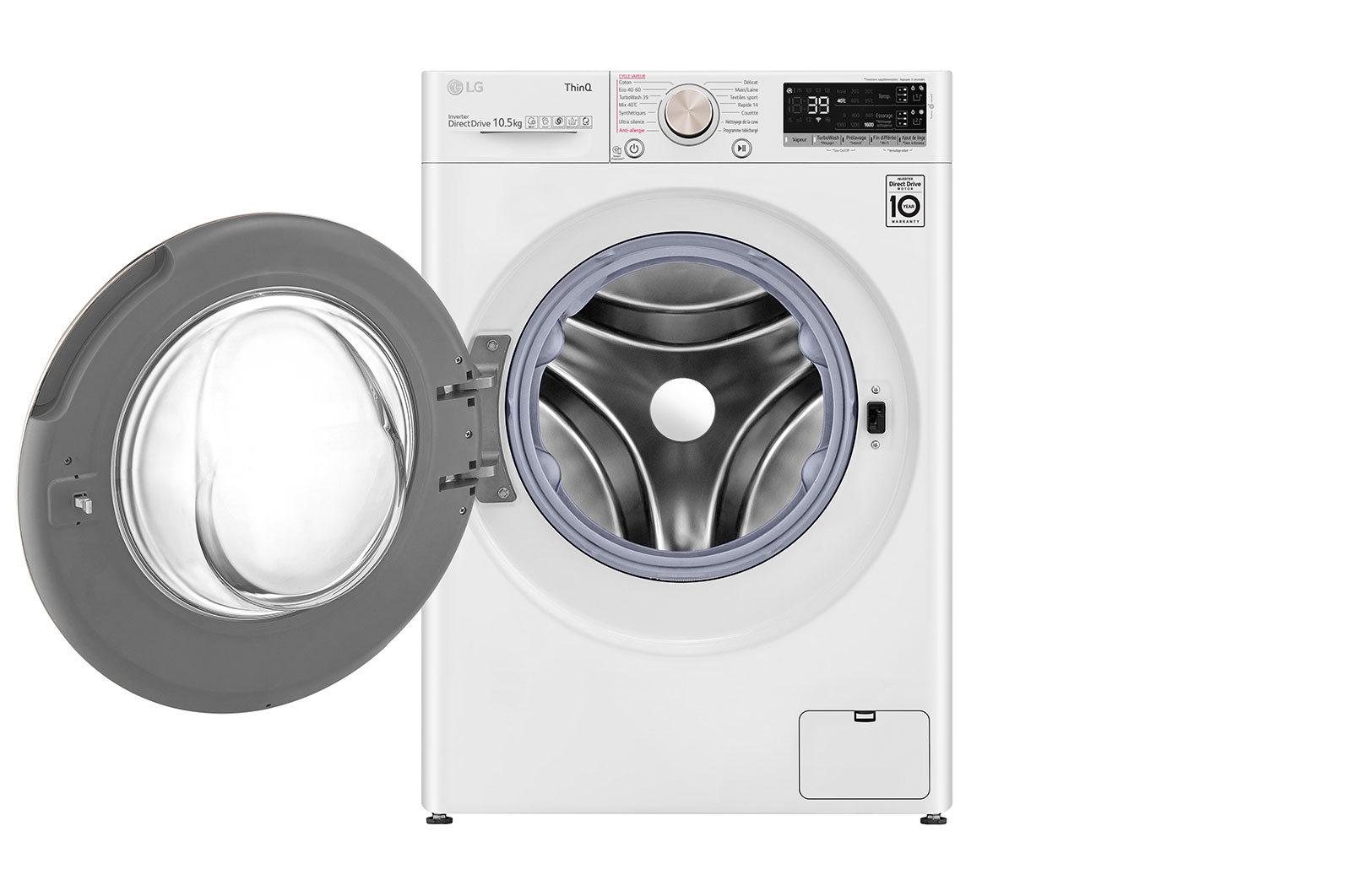 LG Lave-linge 10.5 kg - 68L | Moteur AI Direct Drive™ garanti 10 ans | Énergie A-10%, LG F16V76WSTAE