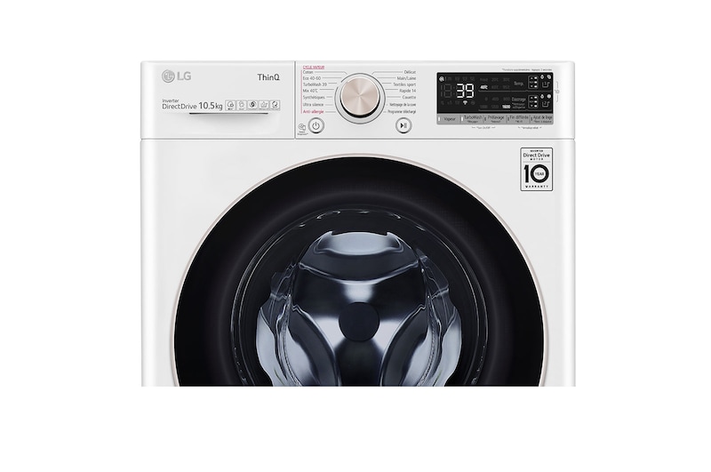 LG Lave-linge 10.5 kg - 68L | Moteur AI Direct Drive™ garanti 10 ans | Énergie A-10%, LG F16V76WSTAE