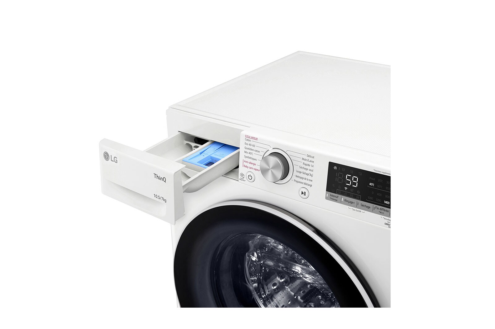 LG Lavante-séchante 10.5/7 kg - 68L | Moteur intelligent AI Direct Drive garanti 10 ans | ThinQ™, LG F174V40WRS