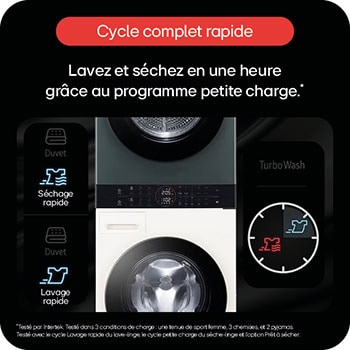 LG WashTower | Lave-linge 12kg | Sèche-linge 10kg, LG F214WT8GRBE