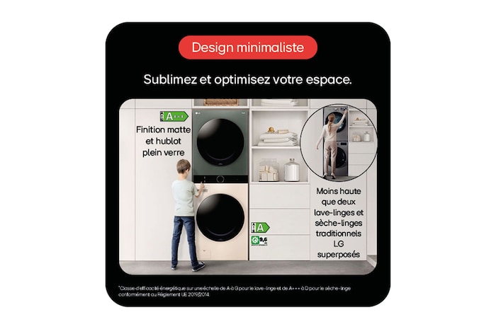 LG WashTower | Lave-linge 12kg | Sèche-linge 10kg, LG F214WT8GRBE