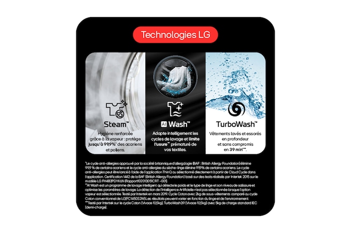 LG WashTower | Lave-linge 12kg | Sèche-linge 10kg, LG F214WT8GRBE