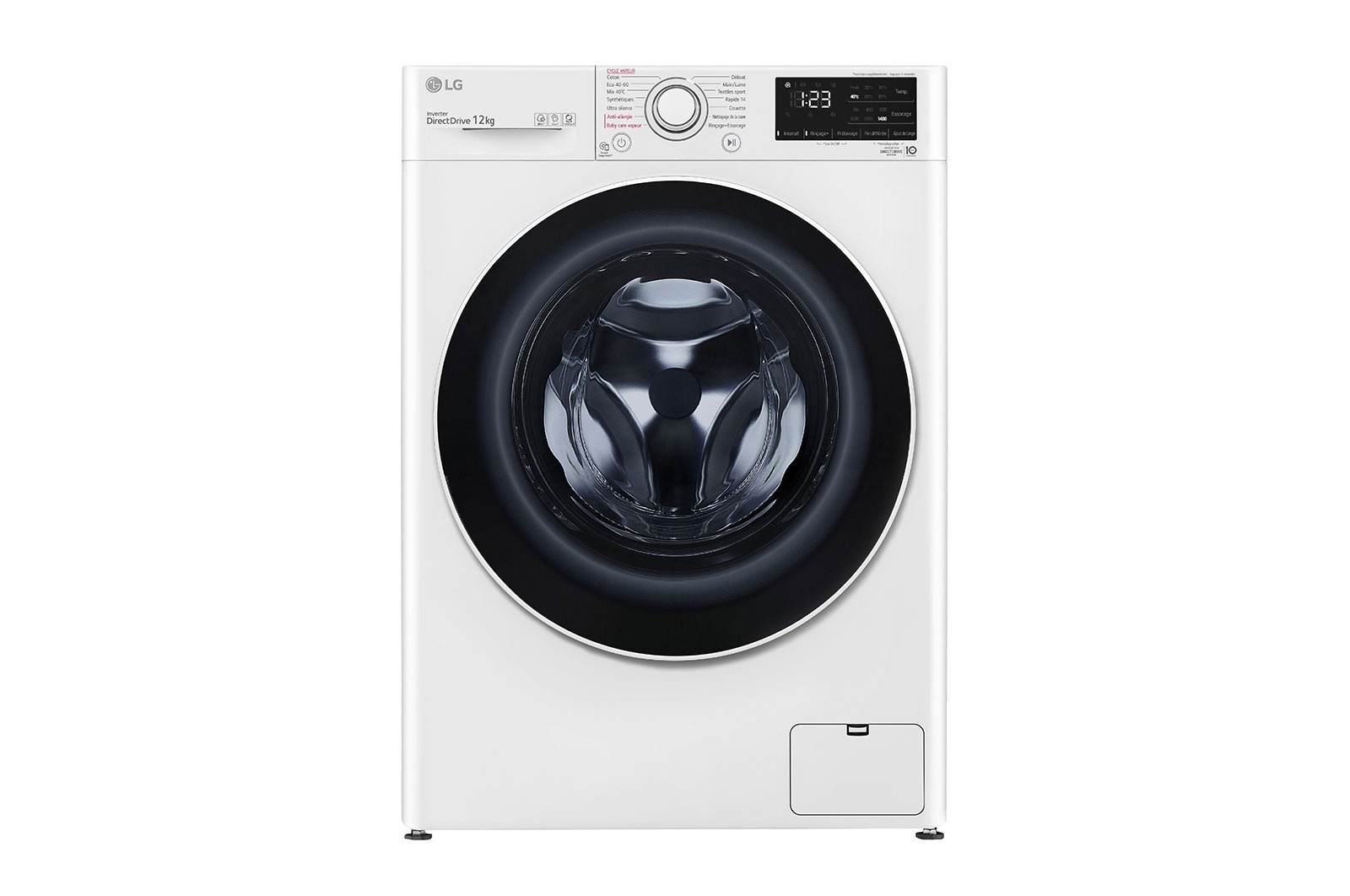 LG Lave-linge 12 kg - 81L | Moteur AI Direct Drive™ garanti 10 ans | Steam™, LG F24V30WHS