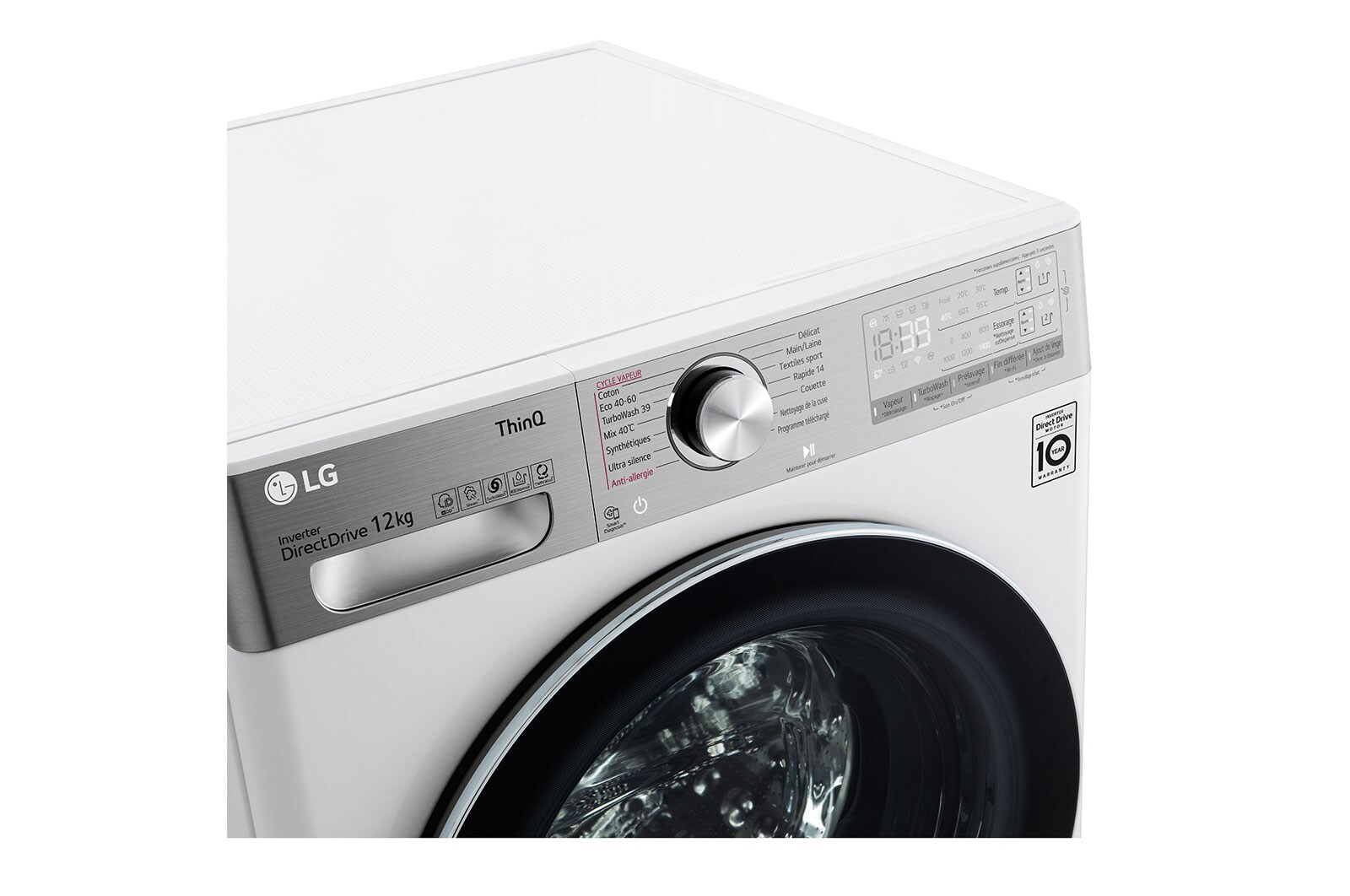 LG Lave-linge 12kg - 81L | Moteur intelligent AI Direct Drive™ garanti 10 ans | Dosage automatique ezDispense™, LG F24V92WHSTA