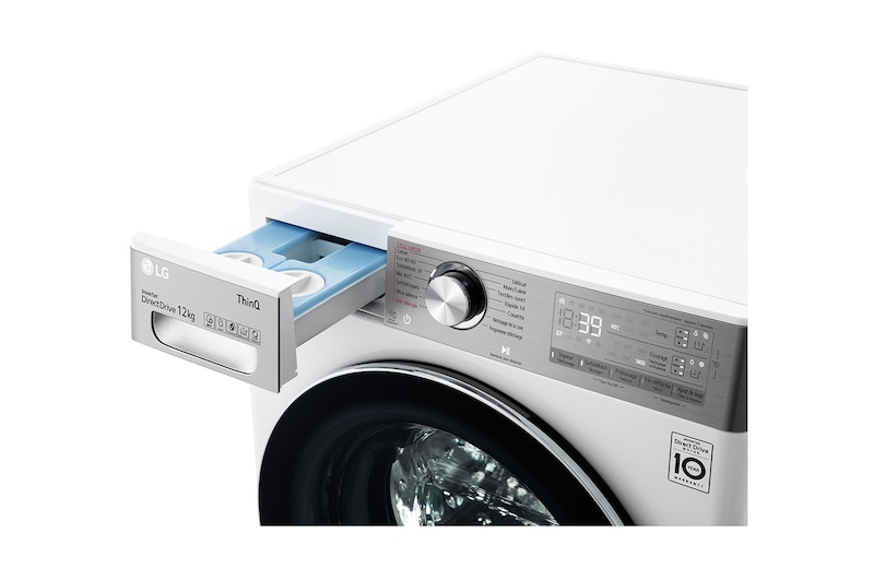 LG Lave-linge 12kg - 81L | Moteur intelligent AI Direct Drive™ garanti 10 ans | Dosage automatique ezDispense™, LG F24V92WHSTA