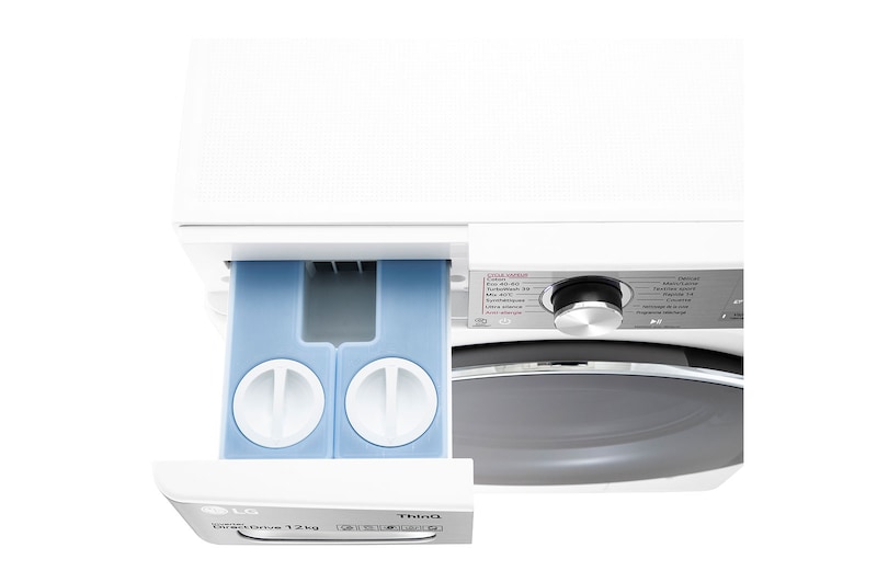 LG Lave-linge 12kg - 81L | Moteur intelligent AI Direct Drive™ garanti 10 ans | Dosage automatique ezDispense™, LG F24V92WHSTA
