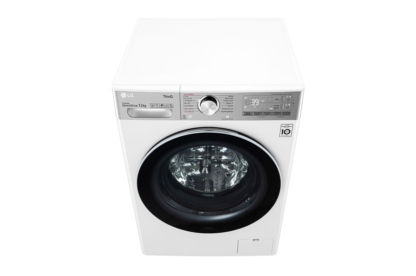LG Lave-linge 12kg - 81L | Moteur intelligent AI Direct Drive™ garanti 10 ans | Dosage automatique ezDispense™, LG F24V92WHSTA