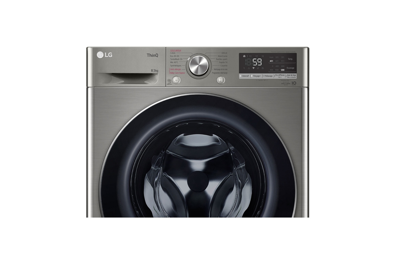 LG Lave-linge Slim 8,5kg - 58L | TurboWash™  | Moteur AI Direct Drive garanti 10 ans, LG F82SV52IXS