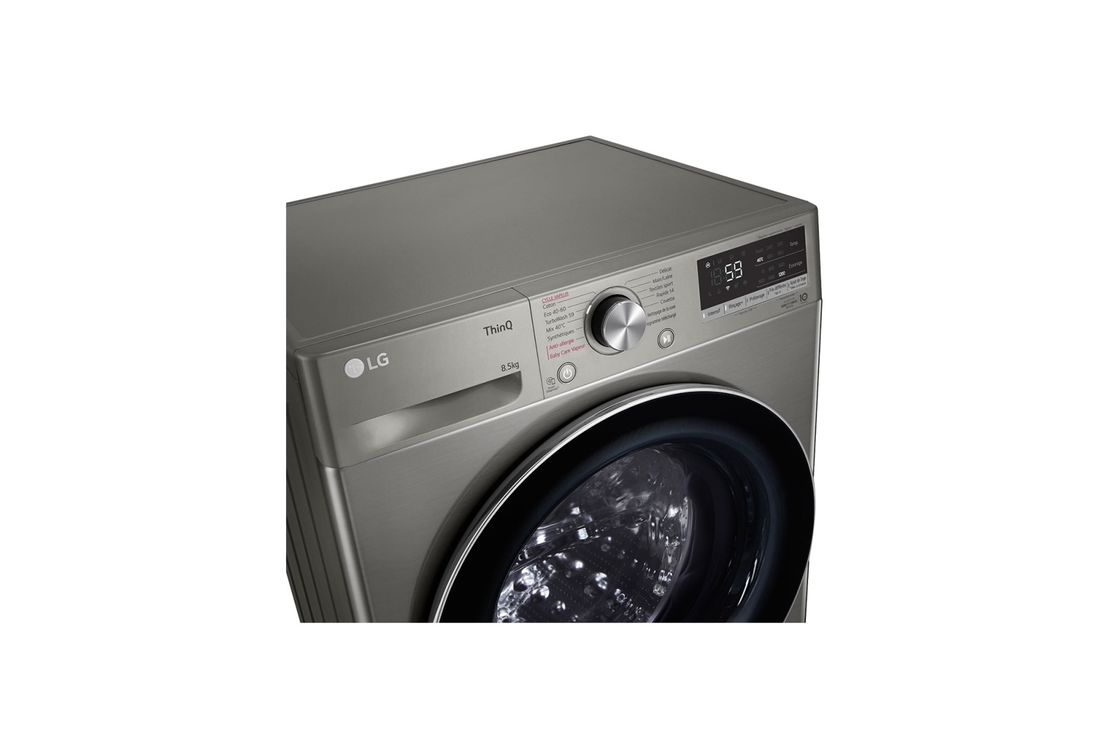 LG Lave-linge Slim 8,5kg - 58L | TurboWash™  | Moteur AI Direct Drive garanti 10 ans, LG F82SV52IXS