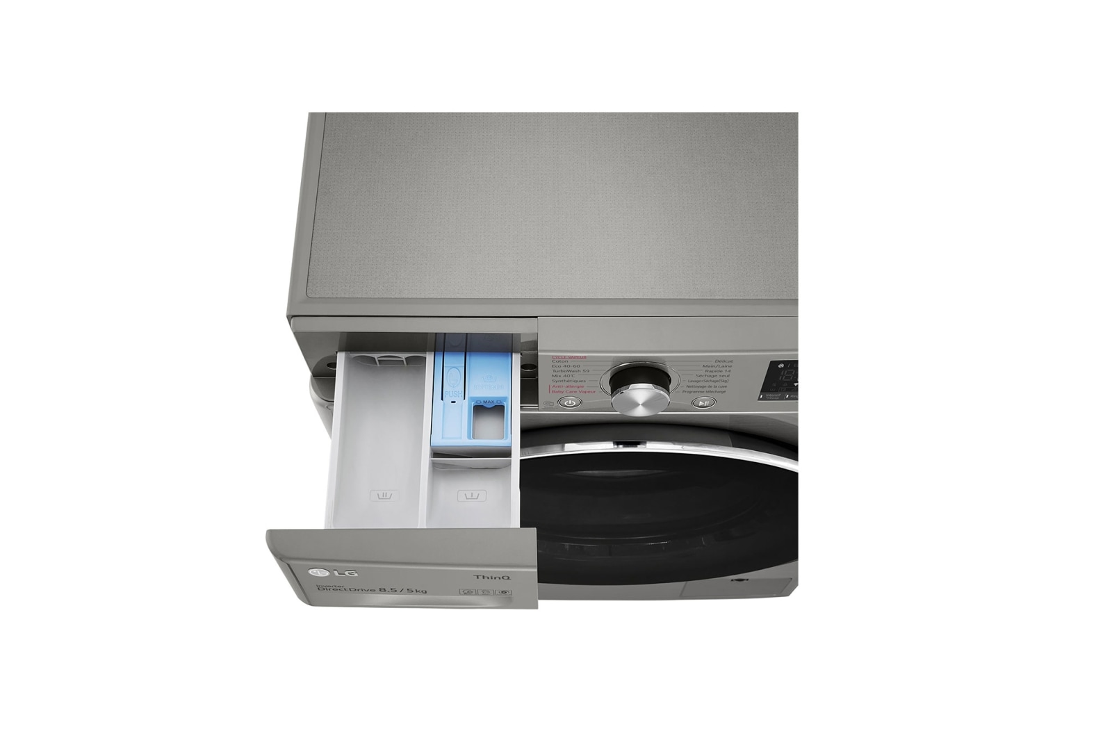 LG Lave-linge Séchant Slim 8,5/5kg - 58L | TurboWash™  | Moteur AI Direct Drive™ garanti 10 ans, LG F852SV52IRS