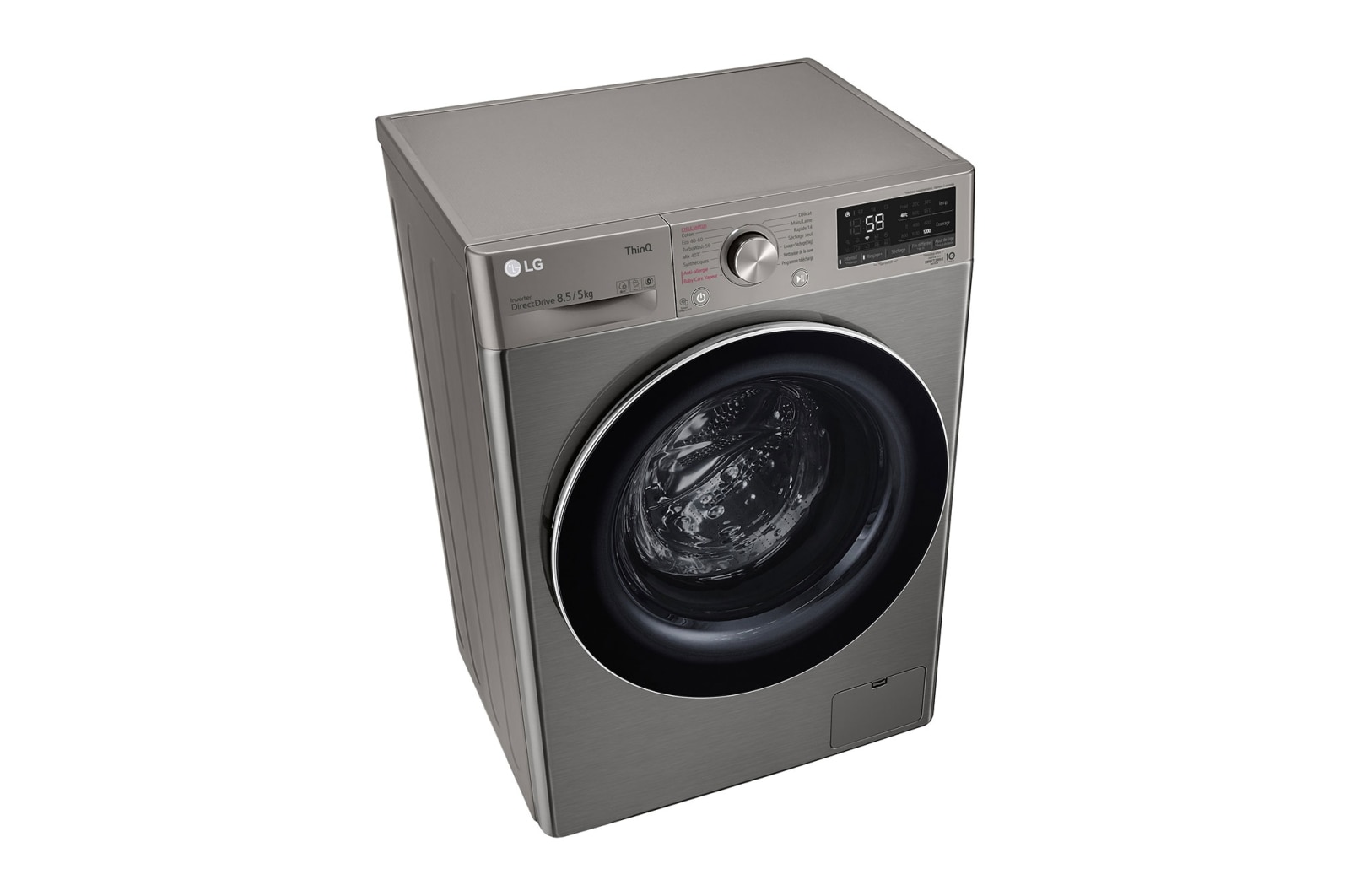 LG Lave-linge Séchant Slim 8,5/5kg - 58L | TurboWash™  | Moteur AI Direct Drive™ garanti 10 ans, LG F852SV52IRS