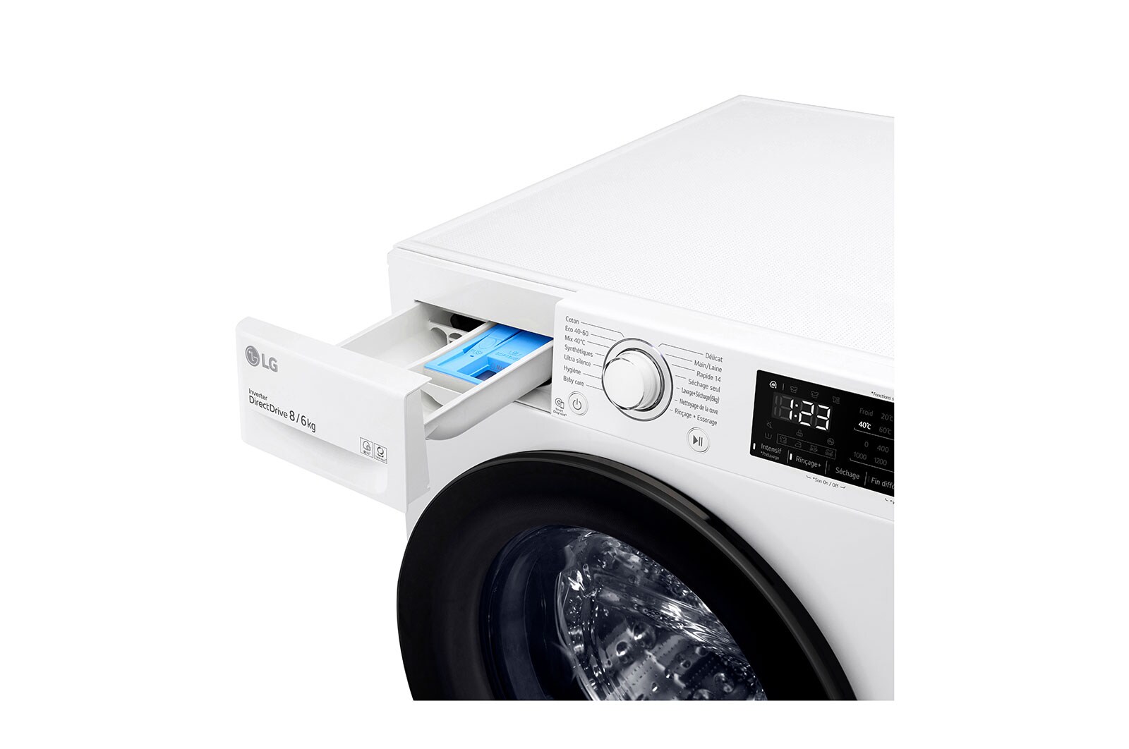 LG Lave-linge Séchant 8/6 kg - 68L | AI Direct Drive™ | Smart Diagnosis™ I Moteur Direct Drive™ Garanti 10 ans, LG F864V38WR
