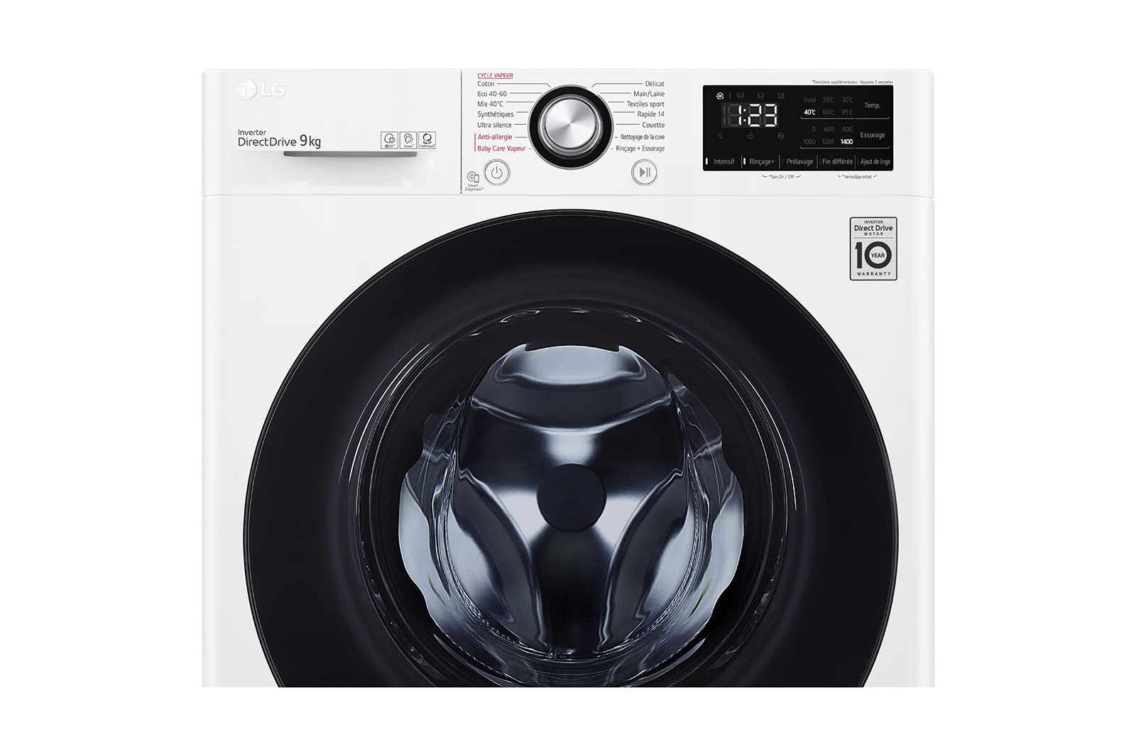 LG Lave-linge 9kg - 68L | Moteur intelligent AI Direct Drive™ garanti 10 ans, LG F94V38WHS