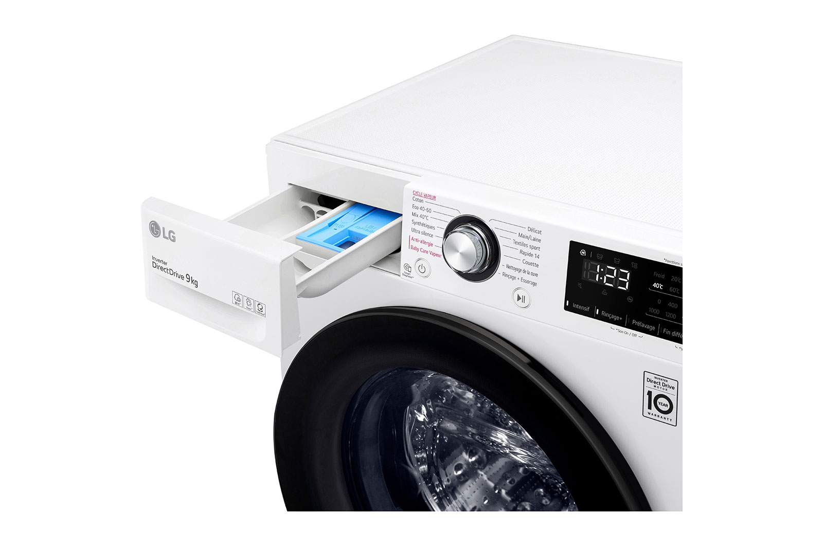 LG Lave-linge 9kg - 68L | Moteur intelligent AI Direct Drive™ garanti 10 ans, LG F94V38WHS