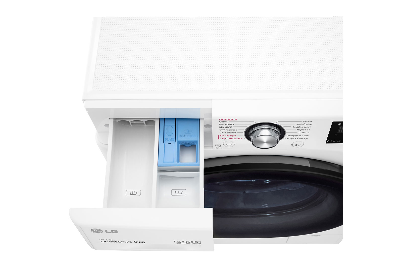LG Lave-linge 9kg - 68L | Moteur intelligent AI Direct Drive™ garanti 10 ans, LG F94V38WHS