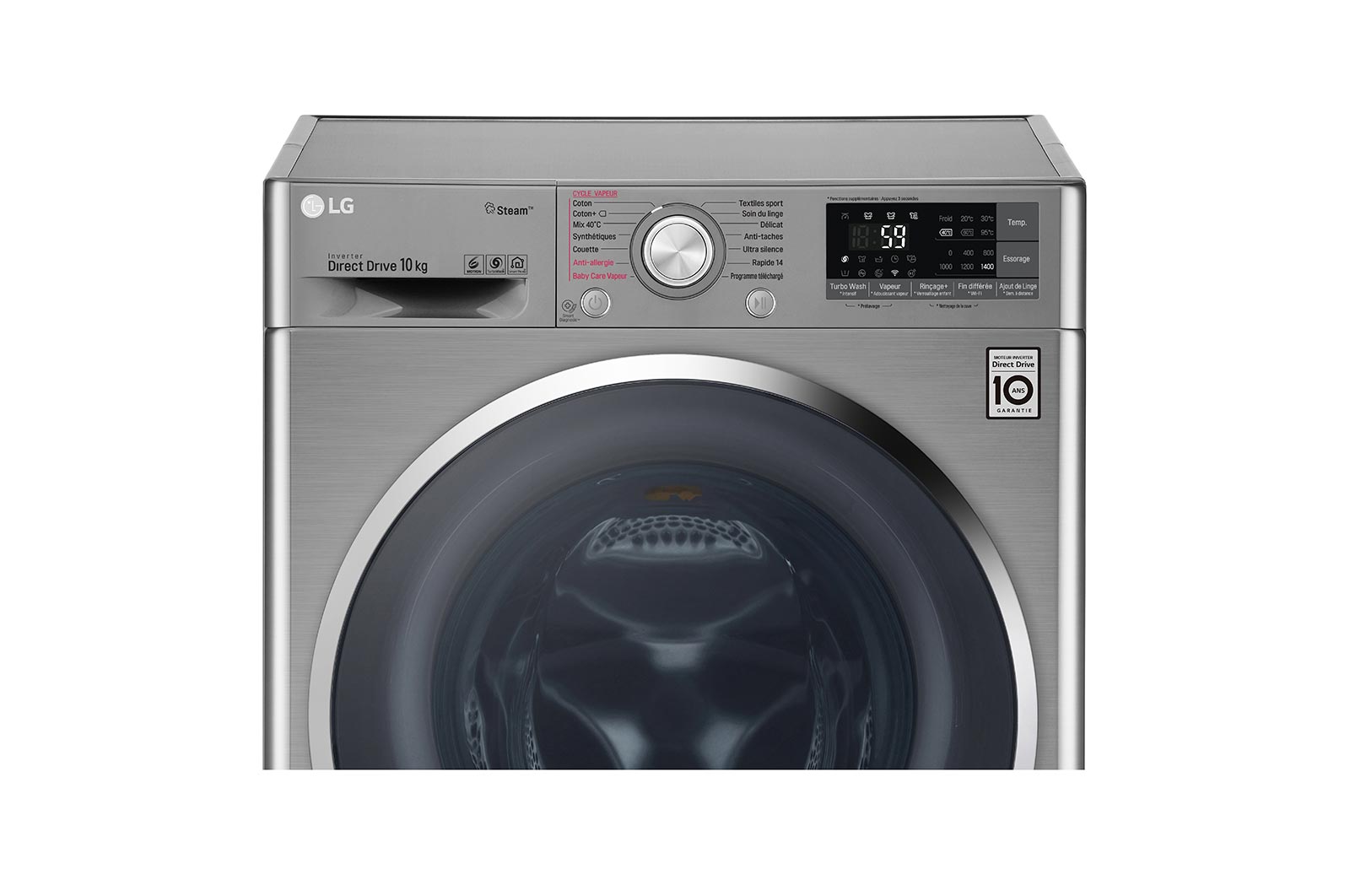 LG Lave-linge 10 KG | 6 Motion Direct Drive™ | A+++(-40%) | TurboWash™ | Moteur Direct Drive™ garanti 10 ans, LG F14J82IXS