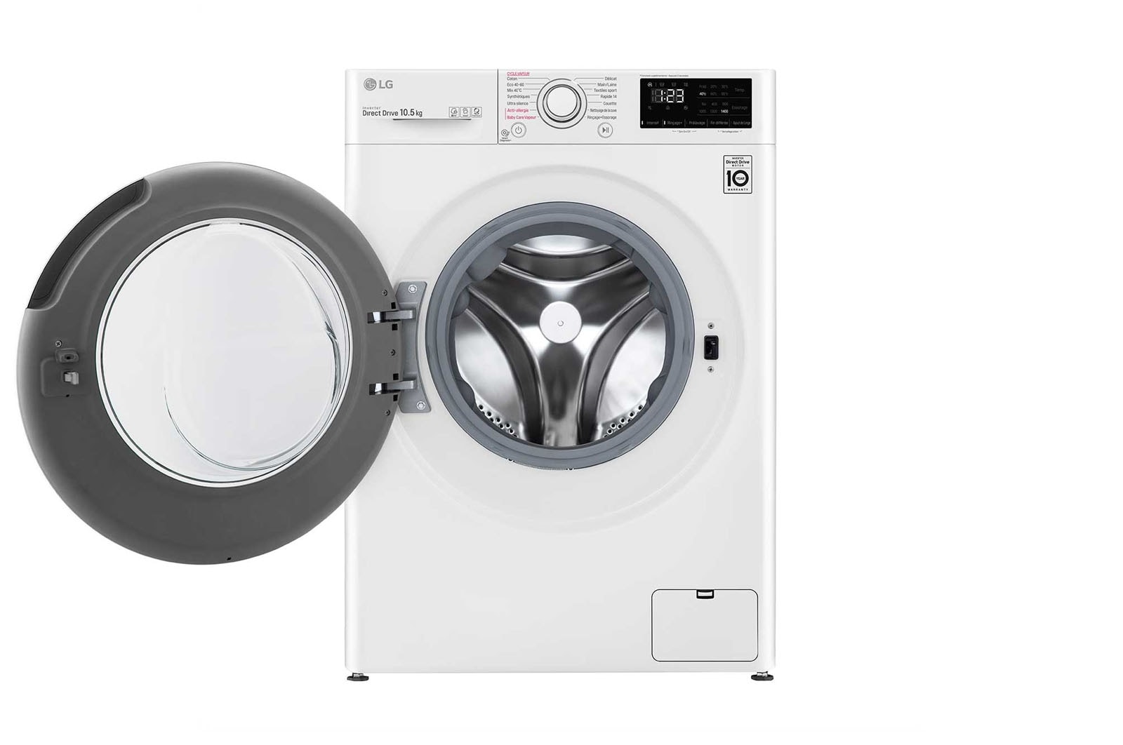 LG Lave-linge 10.5 KG - 68L | AI Direct Drive™ | Moteur Direct Drive™ garanti 10 ans  | 6 Motion™ | Steam™ | 53/73dB | B, LG F14V33WHS