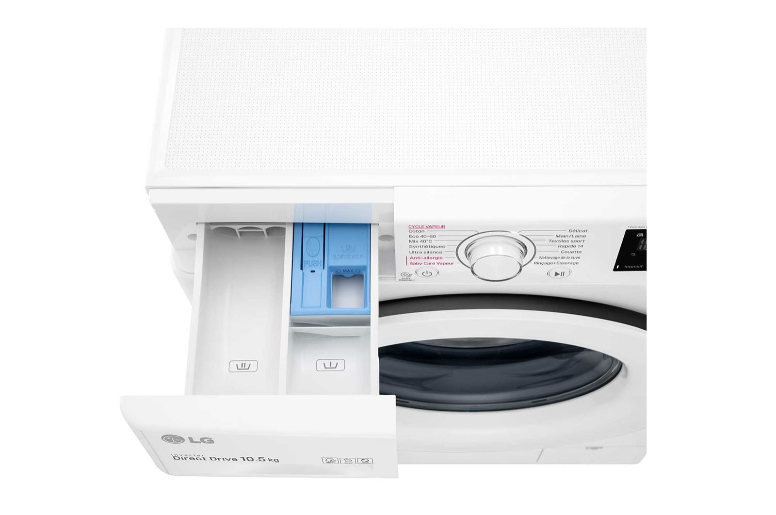 LG Lave-linge 10.5 KG - 68L | AI Direct Drive™ | Moteur Direct Drive™ garanti 10 ans  | 6 Motion™ | Steam™ | 53/73dB | B, LG F14V33WHS