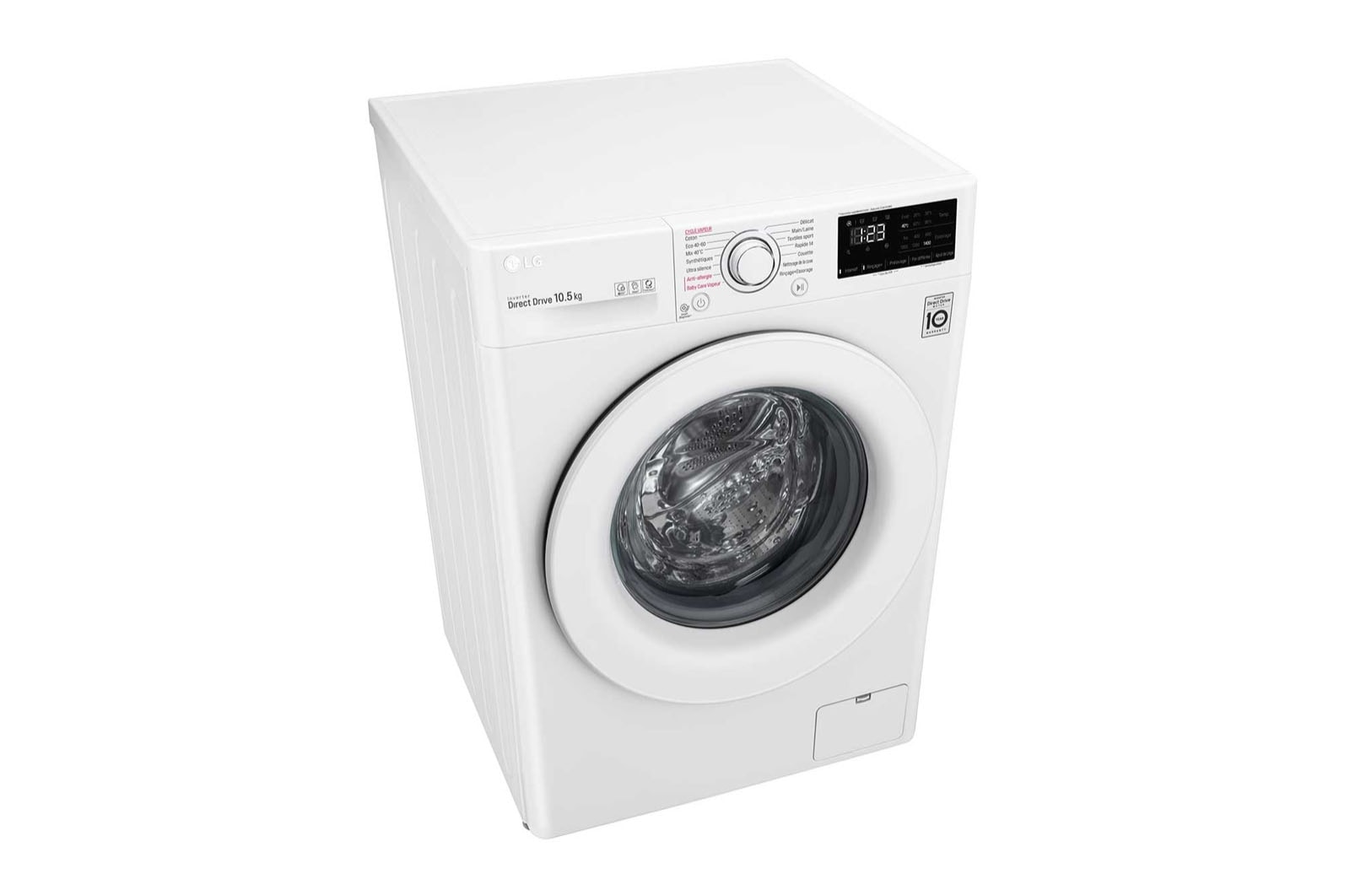 LG Lave-linge 10.5 KG - 68L | AI Direct Drive™ | Moteur Direct Drive™ garanti 10 ans  | 6 Motion™ | Steam™ | 53/73dB | B, LG F14V33WHS
