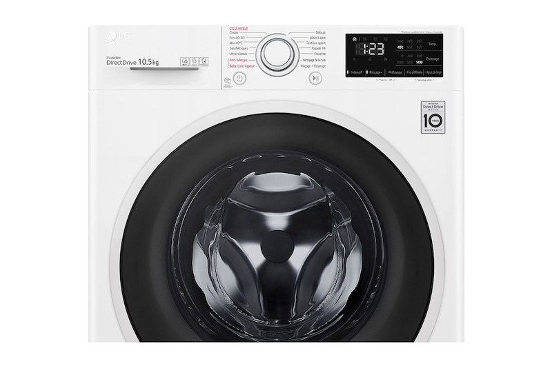 LG Lave-linge 10,5 kg - 68L | AI Direct Drive™ | Moteur Direct Drive™ garanti 10 ans, LG F14V36WHS