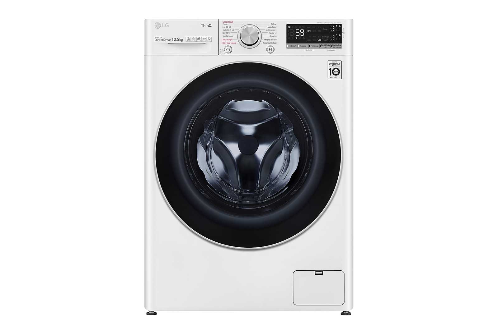 Vue avant de Lave-linge 10.5 kg - 68L | AI Direct Drive™ | Dosage automatique | Moteur Direct Drive™ garanti 10 ans LG F14V51WHSA