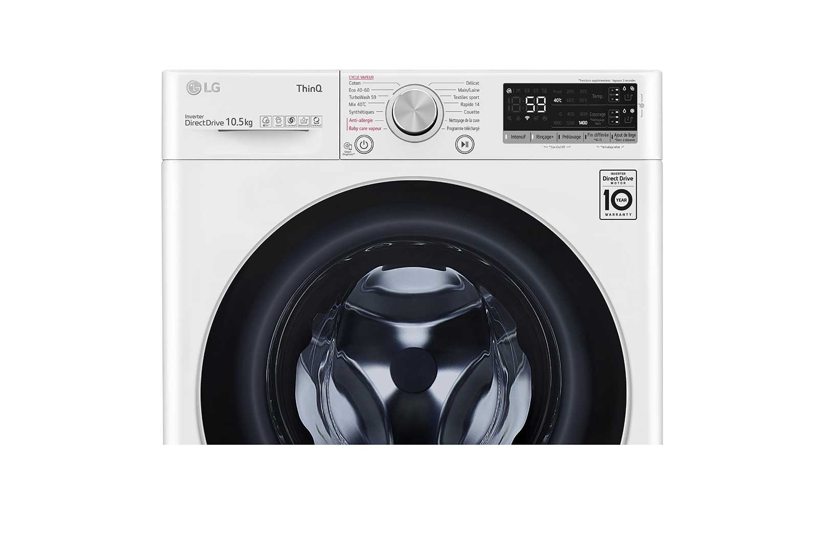 LG Lave-linge 10.5 kg - 68L | AI Direct Drive™ | Dosage automatique | Moteur Direct Drive™ garanti 10 ans, LG F14V51WHSA
