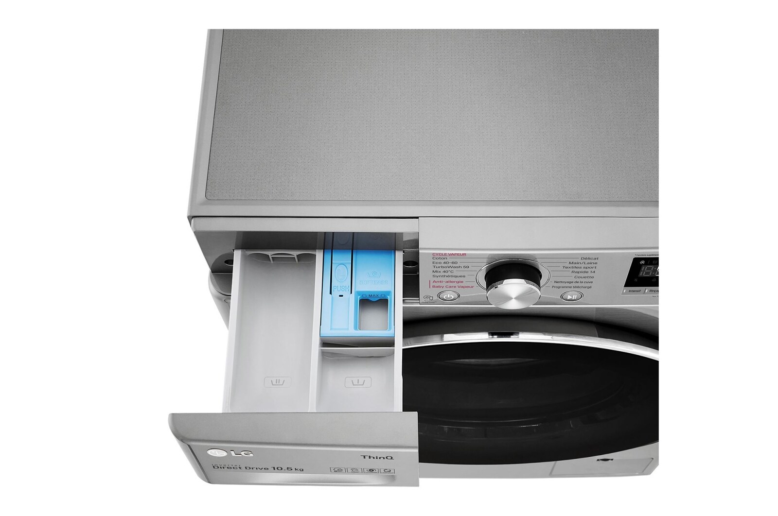 LG Lave-linge 10.5 KG - 68L | AI Direct Drive™ | Moteur Direct Drive™ garanti 10 ans | TurboWash™ | 6 Motion™ | Steam™ | 53/71dB | B, LG F14V52IXS