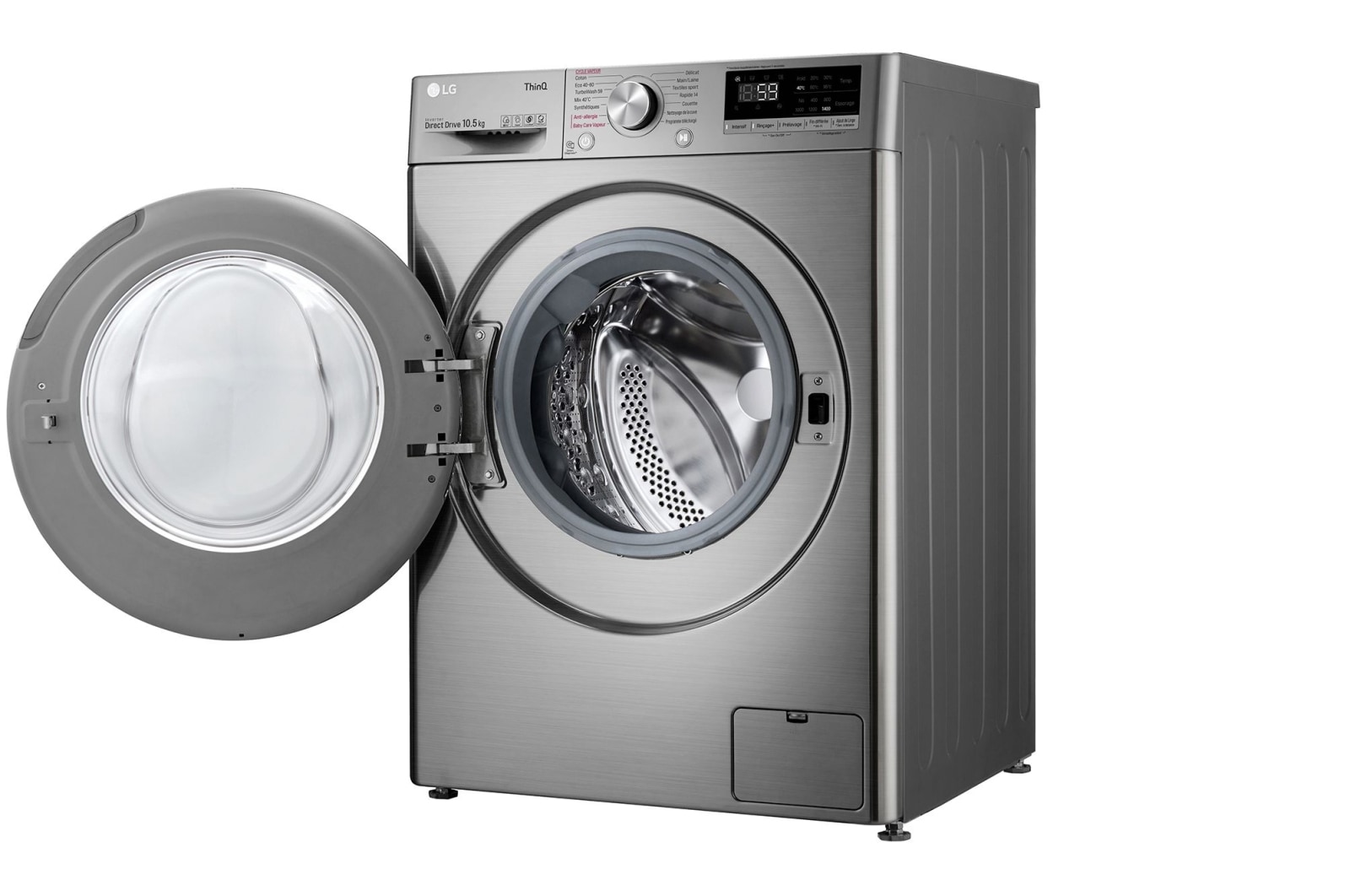 LG Lave-linge 10.5 KG - 68L | AI Direct Drive™ | Moteur Direct Drive™ garanti 10 ans | TurboWash™ | 6 Motion™ | Steam™ | 53/71dB | B, LG F14V52IXS