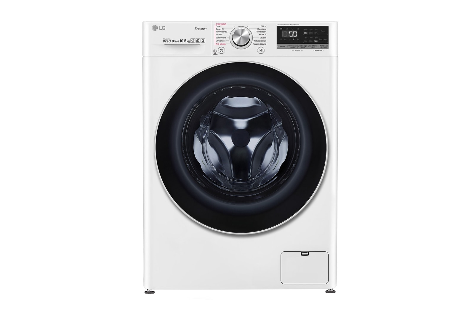 Vue avant de Lave-linge 10.5 KG - 68L  | 6 Motion Direct Drive™ | Moteur Direct Drive™ garanti 10 ans |  TurboWash™ | AI DD | Steam &#43; | 53/71dB | A&#43;&#43;&#43;(-40%)  LG F14V71WHS