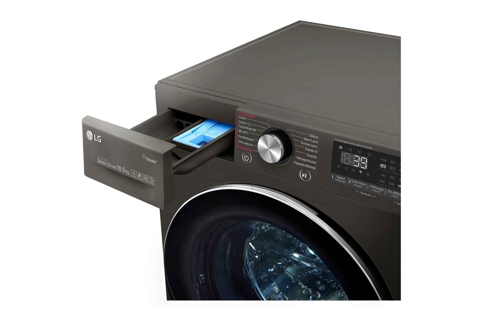LG Lave-linge 10.5 KG - 68L  | 6 Motion Direct Drive™ | Moteur Direct Drive™ garanti 10 ans |  TurboWash™ 360 | AI DD | Steam +| 48/71dB | A+++(-50%) , LG F14V92BS