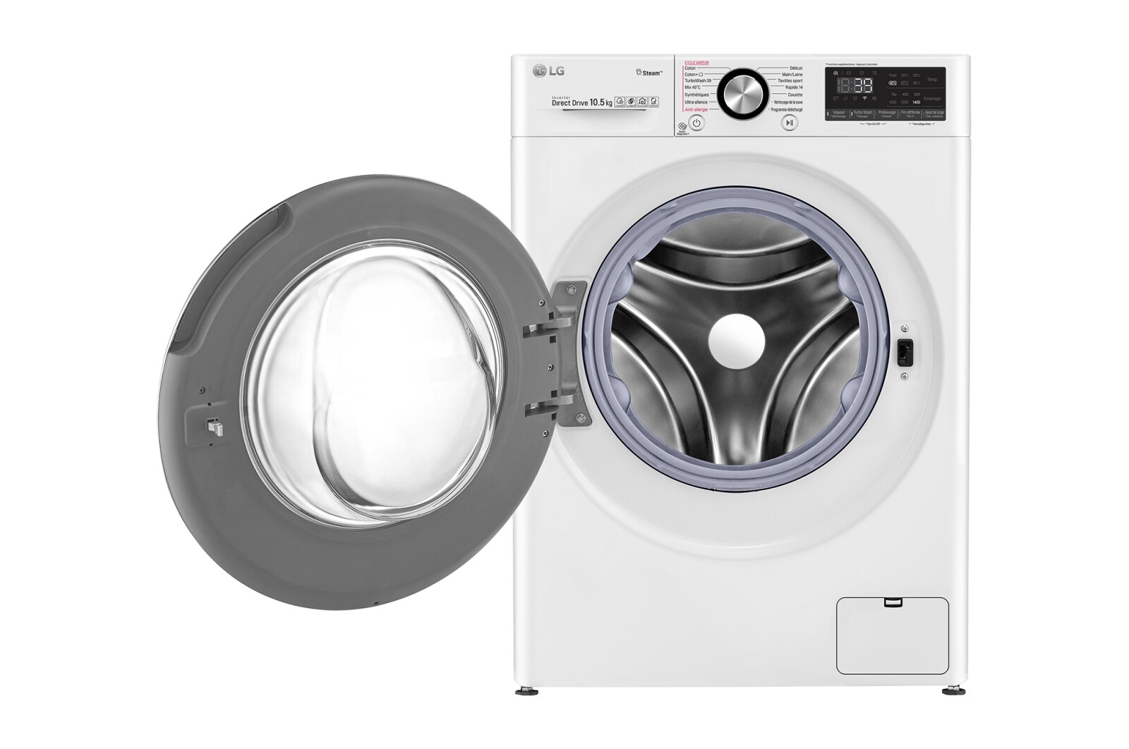 LG Lave-linge 10.5 KG - 68L  | 6 Motion Direct Drive™ | Moteur Direct Drive™ garanti 10 ans |  TurboWash™ 360 | AI DD | Steam + | 48/71dB | A+++(-50%) , LG F14V92WHS