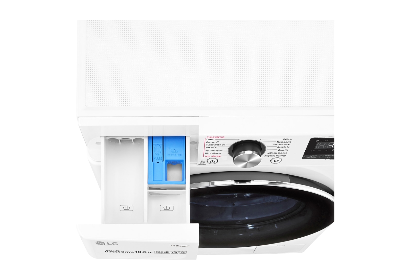LG Lave-linge 10.5 KG - 68L  | 6 Motion Direct Drive™ | Moteur Direct Drive™ garanti 10 ans |  TurboWash™ 360 | AI DD | Steam + | 48/71dB | A+++(-50%) , LG F14V92WHS