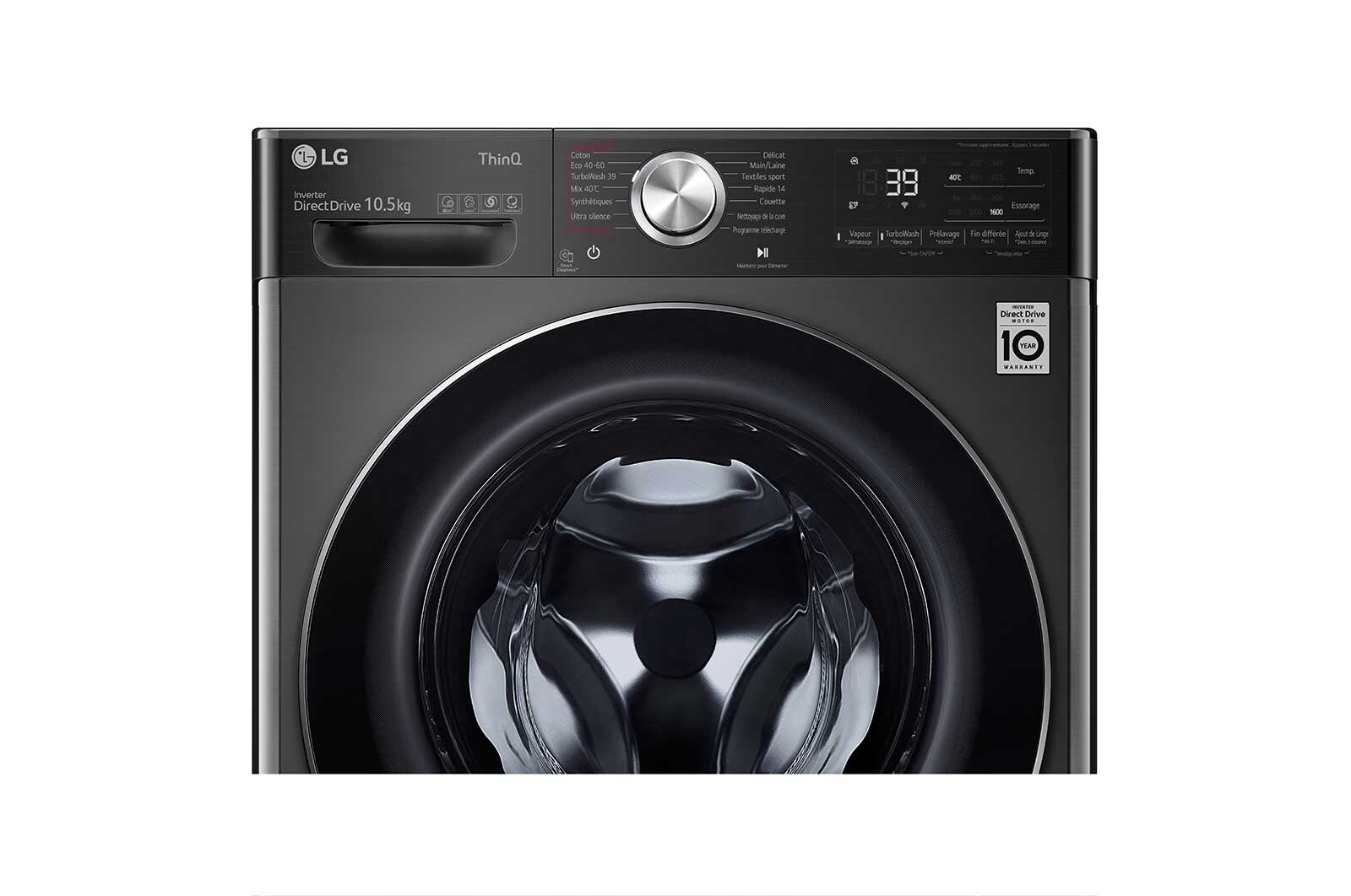 LG Lave-linge 10.5 kg - 68L | AI Direct Drive™ | Moteur Direct Drive™ garanti 10 ans, LG F16V92BST