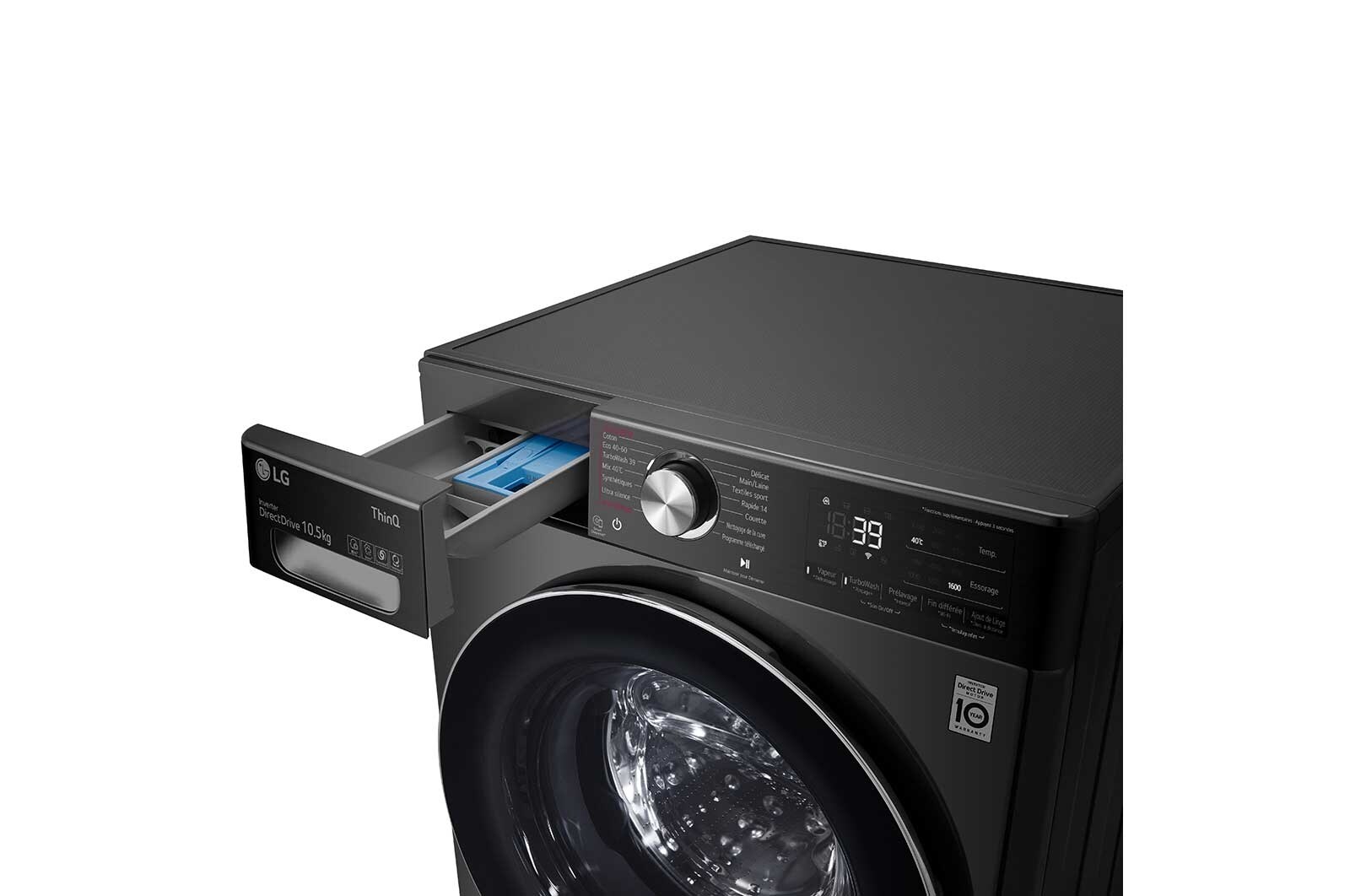 LG Lave-linge 10.5 kg - 68L | AI Direct Drive™ | Moteur Direct Drive™ garanti 10 ans, LG F16V92BST