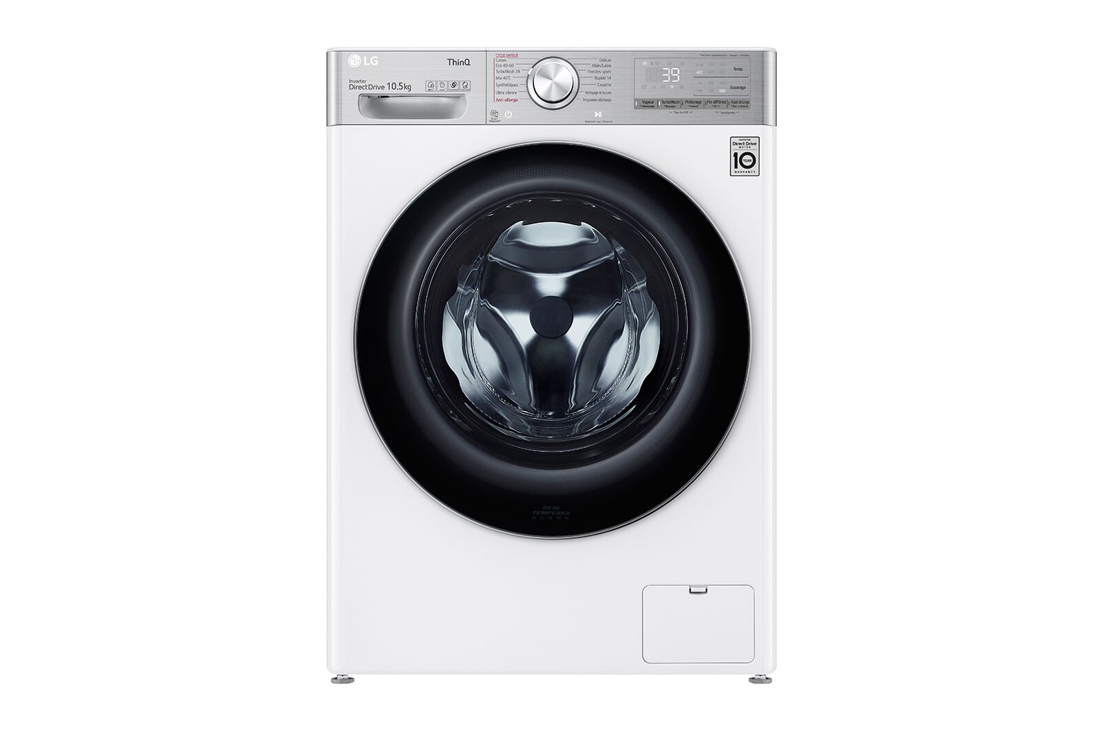 Vue avant de Lave-linge 10.5 kg - 68L | AI Direct Drive™ | Moteur Direct Drive™ garanti 10 ans LG F16V92WHST