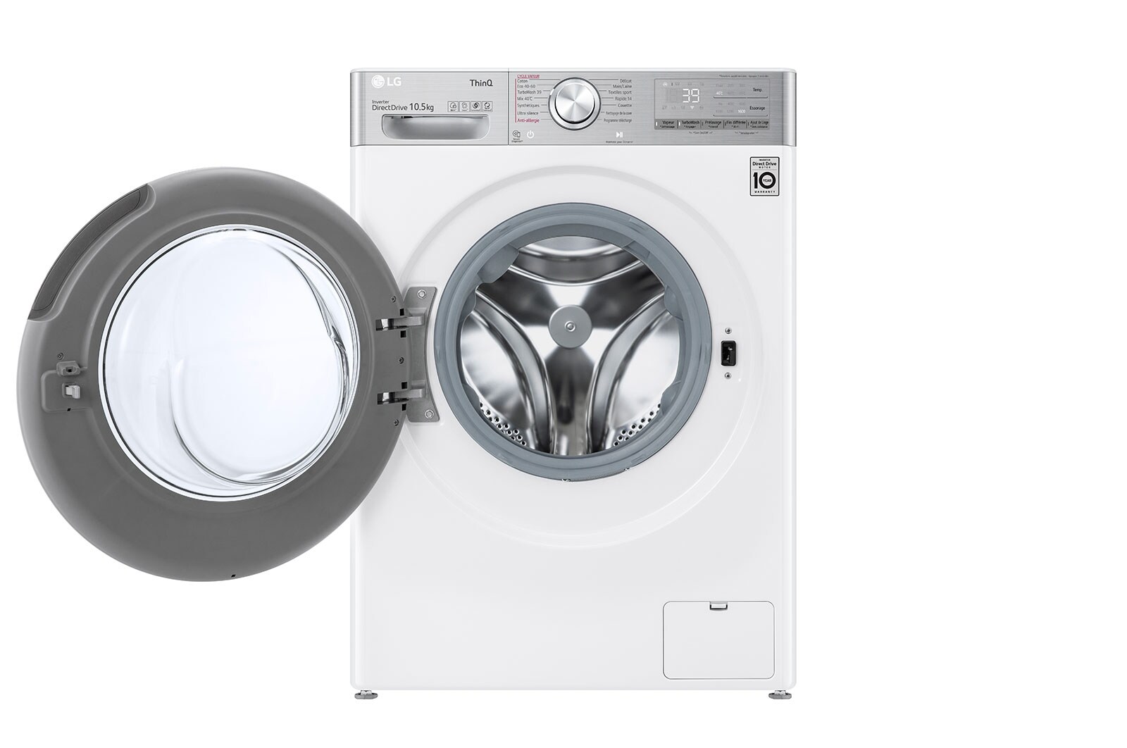 LG Lave-linge 10.5 kg - 68L | AI Direct Drive™ | Moteur Direct Drive™ garanti 10 ans, LG F16V92WHST