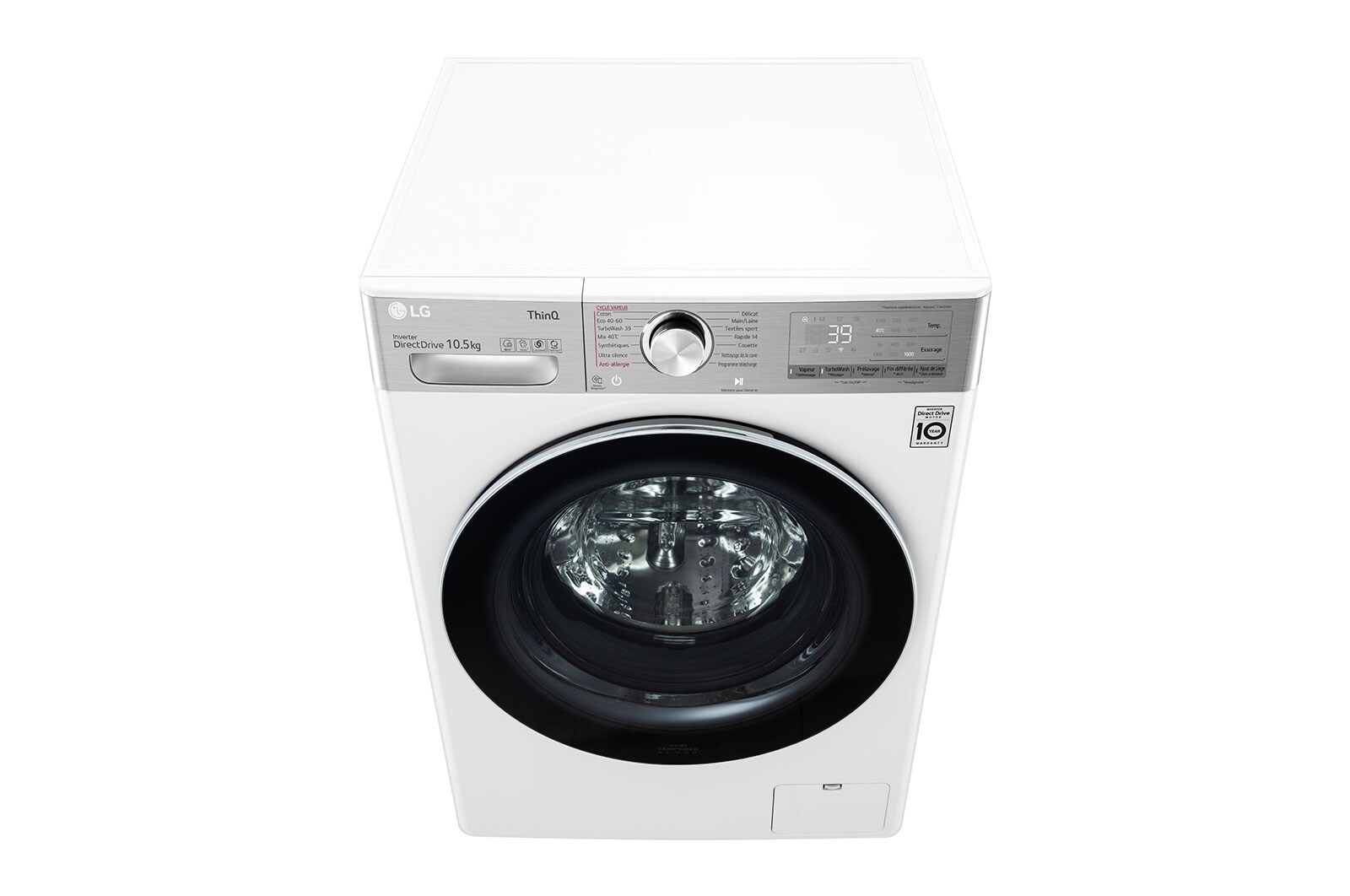 LG Lave-linge 10.5 kg - 68L | AI Direct Drive™ | Moteur Direct Drive™ garanti 10 ans, LG F16V92WHST