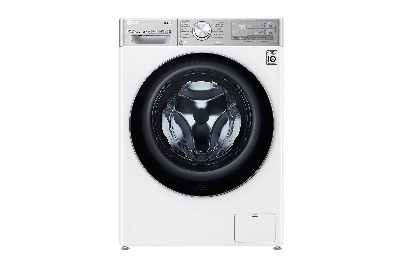 Vue avant de Lave-linge 10.5 kg - 68L | AI Direct Drive™ | Dosage automatique | Moteur Direct Drive™ garanti 10 ans LG F16V92WSTA