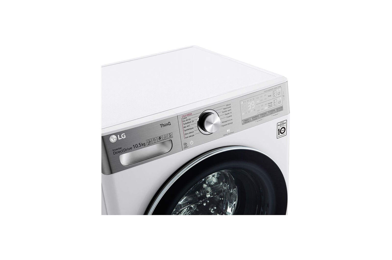 LG Lave-linge 10.5 kg - 68L | AI Direct Drive™ | Dosage automatique | Moteur Direct Drive™ garanti 10 ans, LG F16V92WSTA