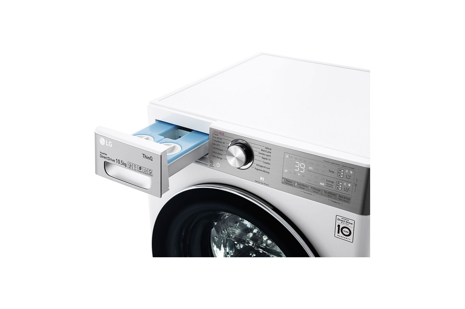 LG Lave-linge 10.5 kg - 68L | AI Direct Drive™ | Dosage automatique | Moteur Direct Drive™ garanti 10 ans, LG F16V92WSTA