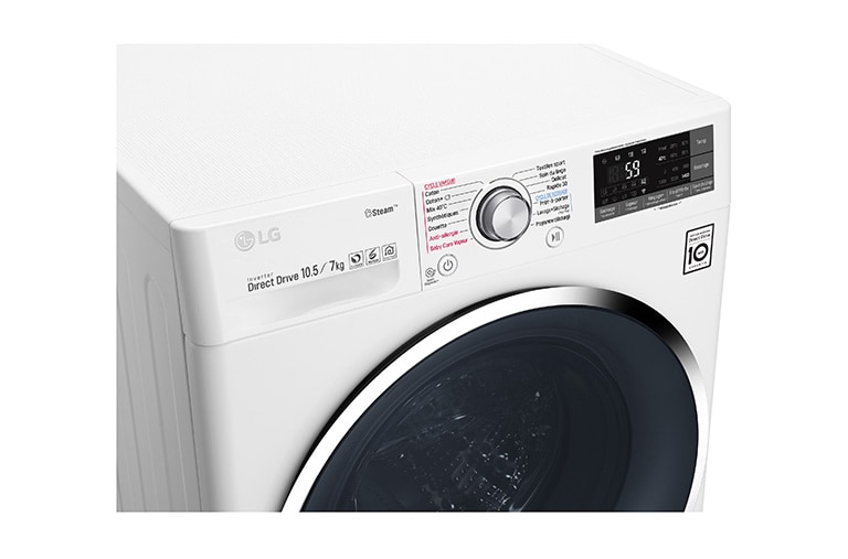LG Lavante-séchante 10,5/7 KG | TrueSteam™ | EcoHybrid | 6 Motion Direct Drive™ | Wi-Fi | Smart Diagnosis™ | Moteur Direct Drive™ garanti 10 ans, LG F174J82WRH