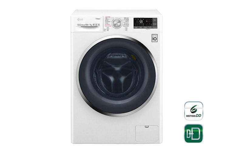 Vue avant de Lavante-séchante 10,5/7 KG | TrueSteam™ | EcoHybrid | 6 Motion Direct Drive™ | Wi-Fi | Smart Diagnosis™ | Moteur Direct Drive™ garanti 10 ans LG F174J82WRH