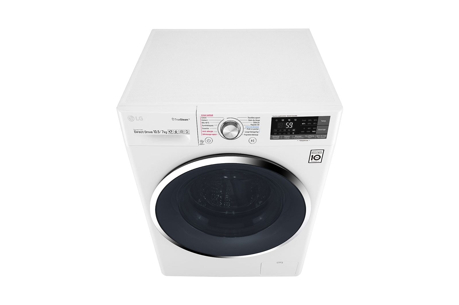 LG Lave-linge séchant 10,5/7 KG | TrueSteam™ | EcoHybrid  | Wi-Fi | 6 Motion Direct Drive™ | Smart Diagnosis™ | Moteur Direct Drive™ garanti 10 ans | Compatible TWINWashTM Mini, LG F174J82WRHT